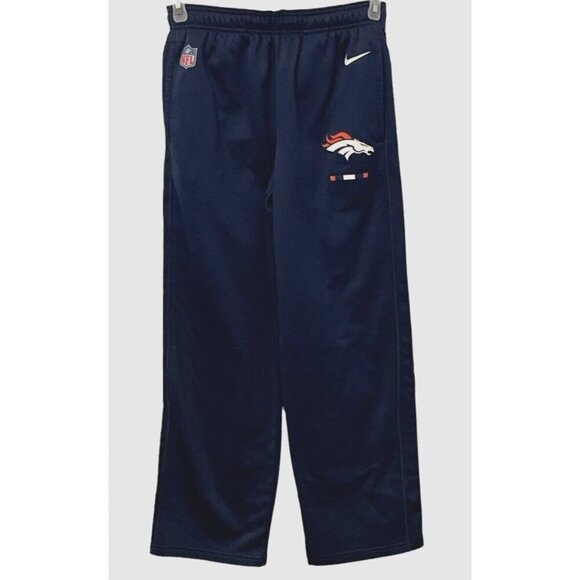 Nike NFL On Field Apparel Boys Denver Broncos Track Pants Size L Navy Pocket - Picture 1 of 12
